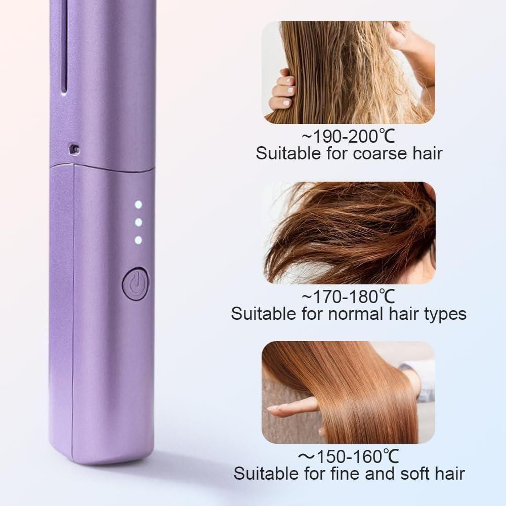 Meneflixa™ Portable Mini Hair Straightener - Cordless, Rechargeable & Adjustable Hair Straightener Hot Comb