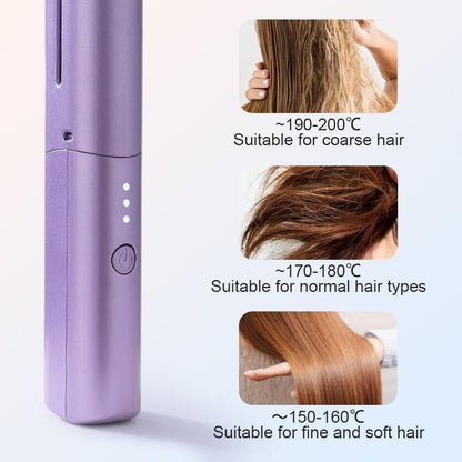 Meneflixa™ Portable Mini Hair Straightener - Cordless, Rechargeable & Adjustable Hair Straightener Hot Comb
