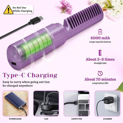 Meneflixa™ Portable Mini Hair Straightener - Cordless, Rechargeable & Adjustable Hair Straightener Hot Comb